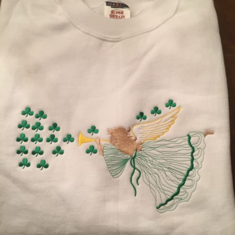 Angel Sweatshirt White Green 80% Cotton 20% Polyester