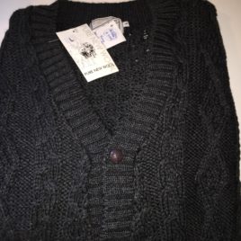 V-Neck Cardigan Sweater Black (Large Only)