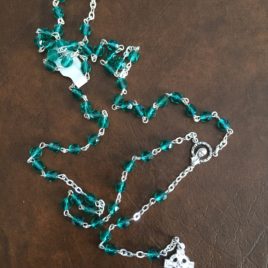 Green Beaded Rosary with Celtic Cross