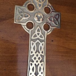 Mounted Brass Celtic Cross 12″