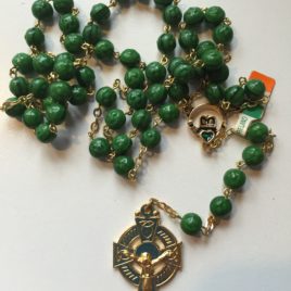 Green Rosary Beads with Gold Cross
