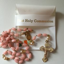 Pink First Holy Communion Rosary Beads
