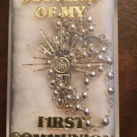Silver First Holy Communion Rosary Beads